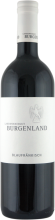 0,75 l Flasche mit der Sorte Blaufränkisch und Etikette vom Landesweingut Burgenland